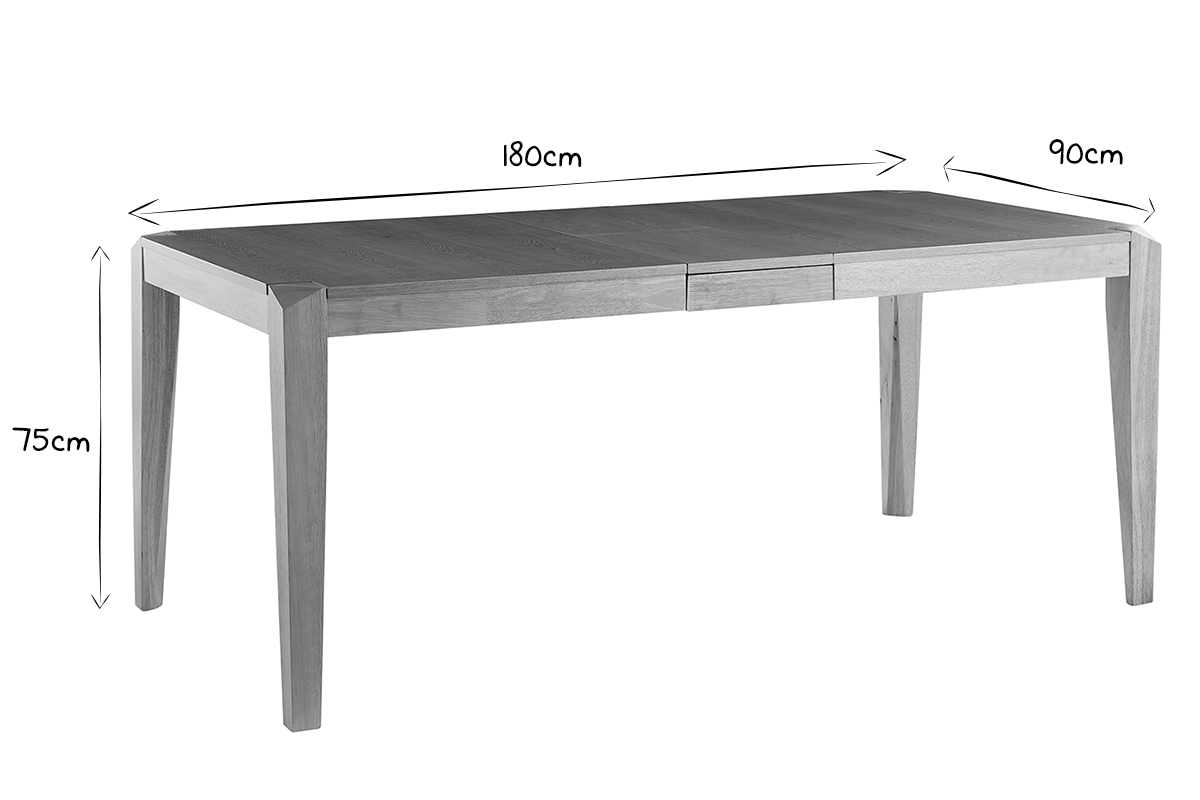 Table extensible rallonges int�gr�es rectangulaire en bois clair L150-180 cm BOLLY