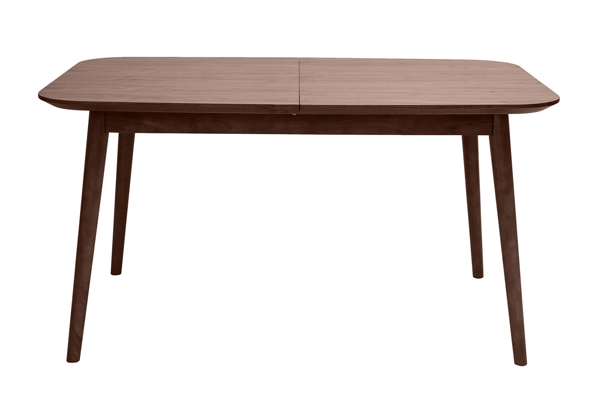 Table extensible rallonges int�gr�es rectangulaire en bois fonc� noyer L140-170 cm ANK