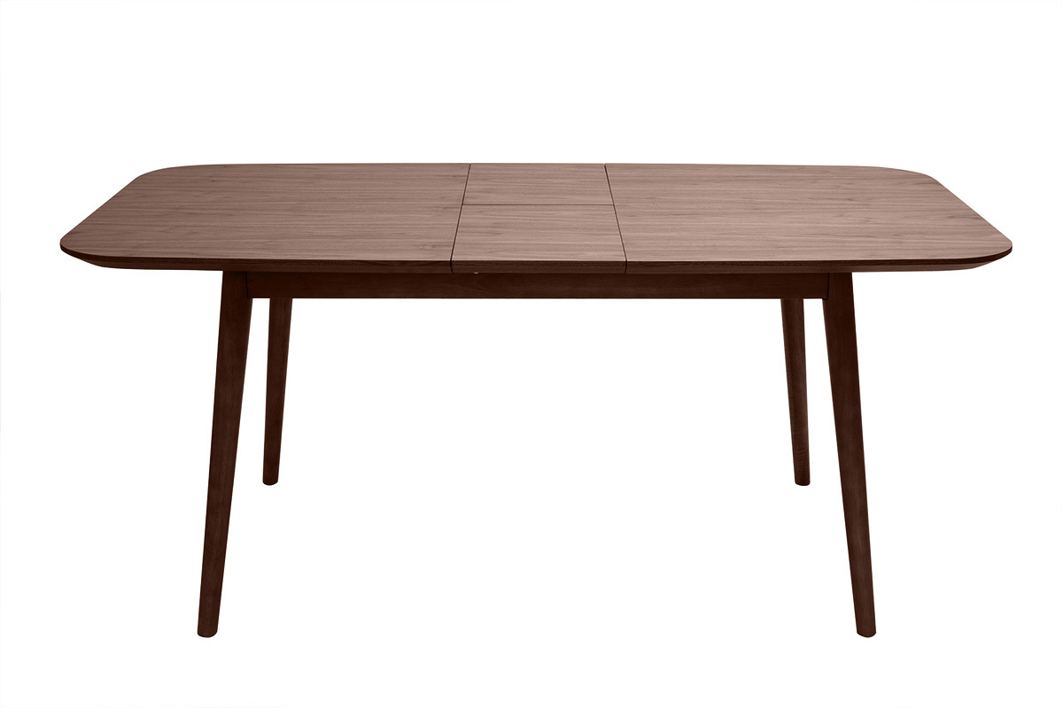 Table extensible rallonges int�gr�es rectangulaire en bois fonc� noyer L140-170 cm ANK