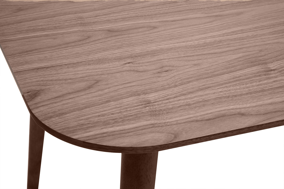 Table extensible rallonges int�gr�es rectangulaire en bois fonc� noyer L140-170 cm ANK