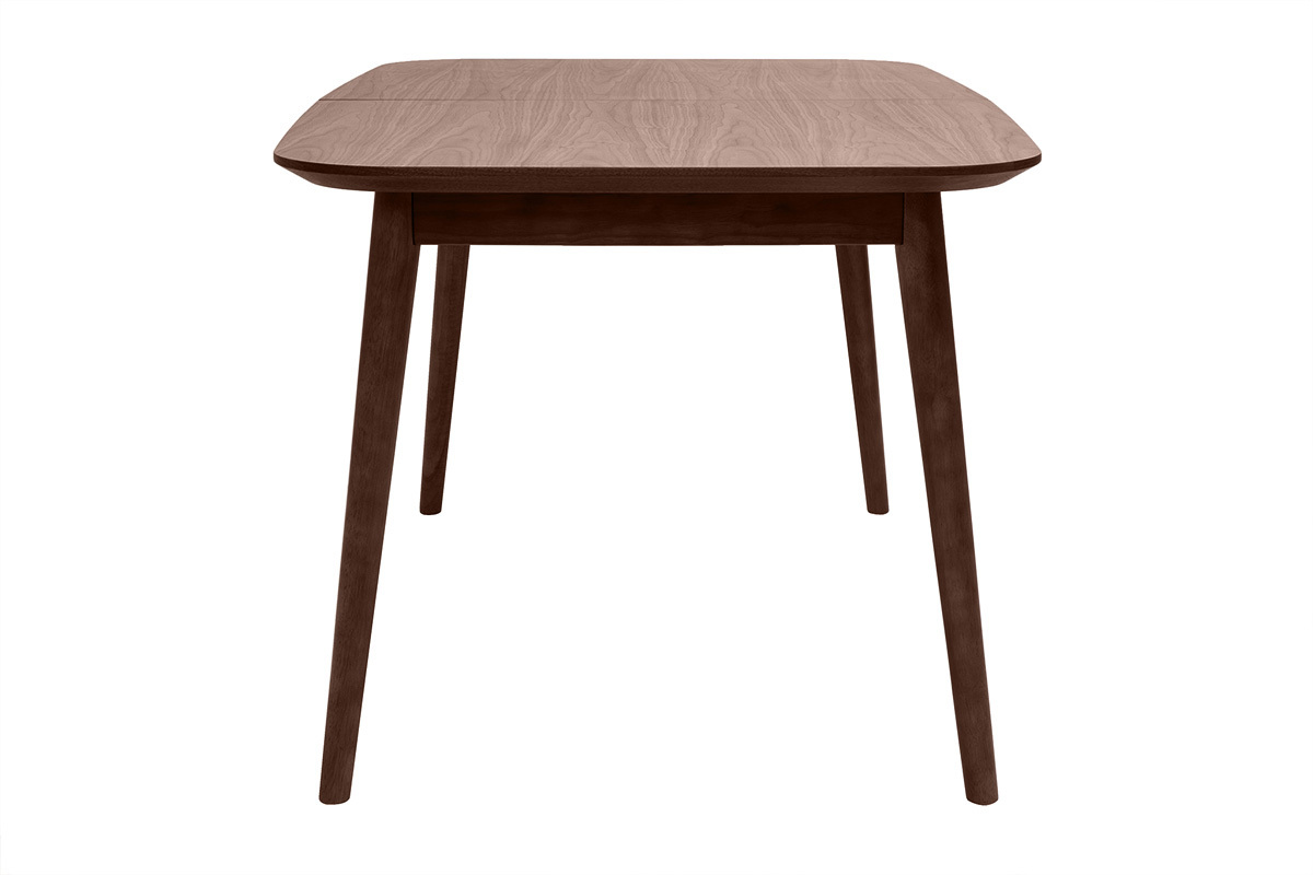 Table extensible rallonges int�gr�es rectangulaire en bois fonc� noyer L140-170 cm ANK