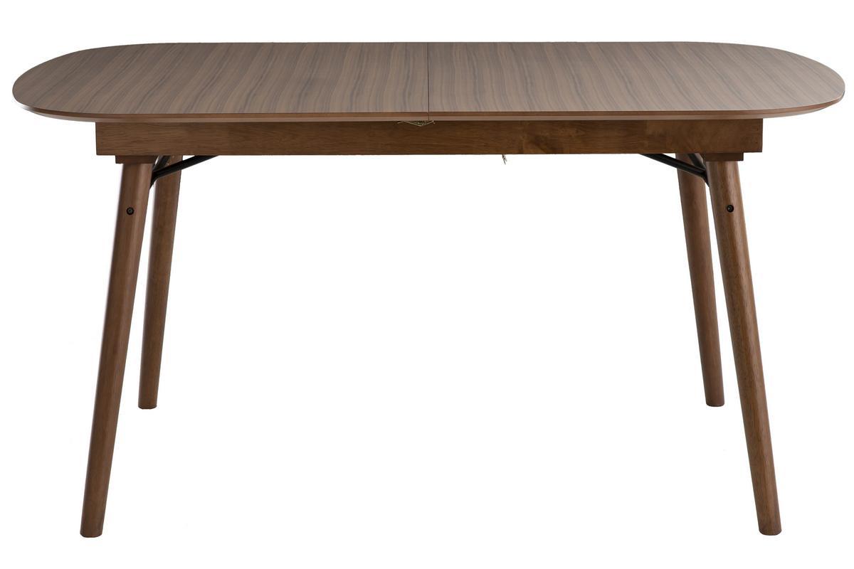 Table extensible rallonges int�gr�es rectangulaire en bois fonc� noyer L150-180 cm SHELDON