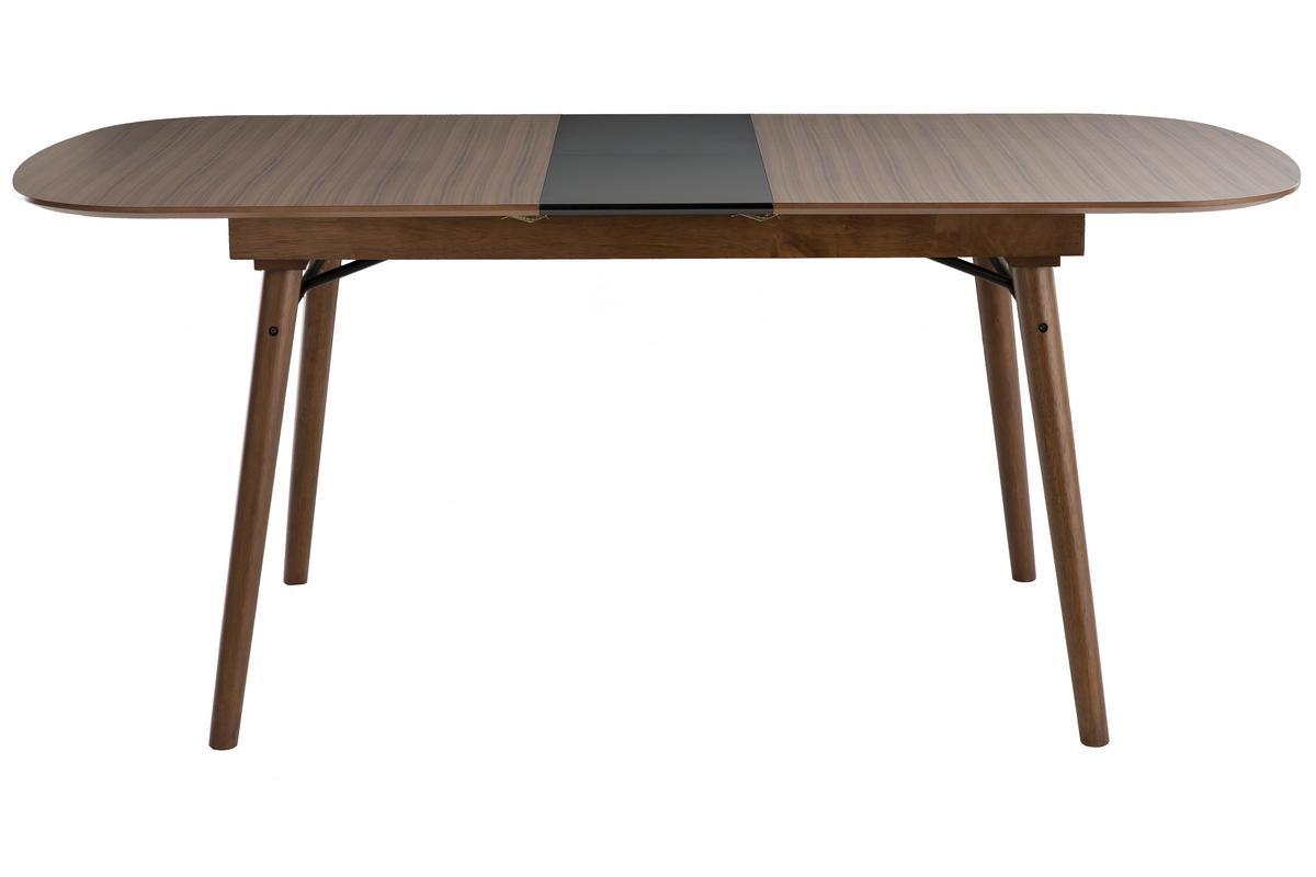 Table extensible rallonges int�gr�es rectangulaire en bois fonc� noyer L150-180 cm SHELDON