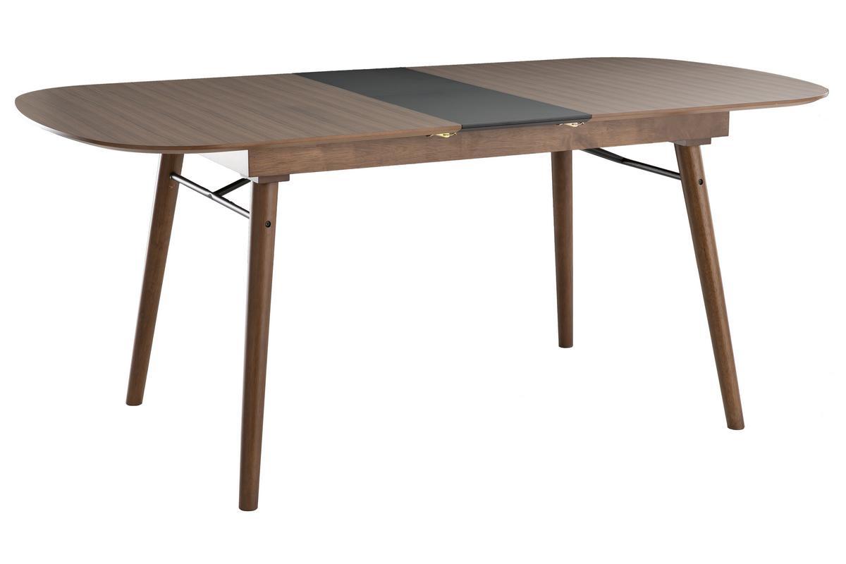 Table extensible rallonges int�gr�es rectangulaire en bois fonc� noyer L150-180 cm SHELDON