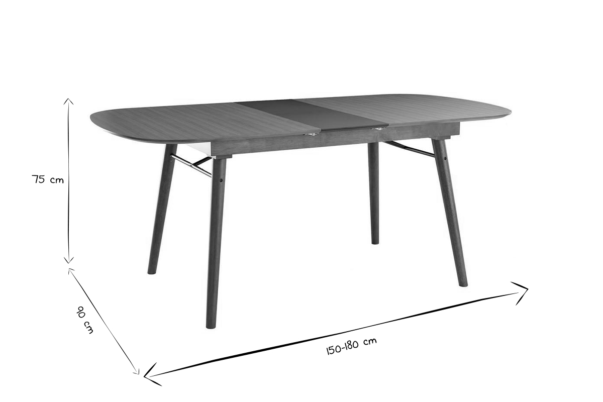 Table extensible rallonges int�gr�es rectangulaire en bois fonc� noyer L150-180 cm SHELDON
