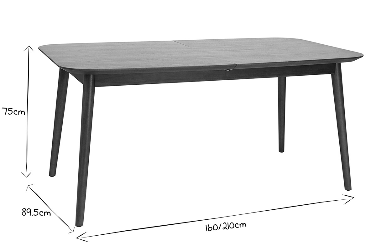 Table extensible rallonges int�gr�es rectangulaire en bois fonc� noyer L160-210 cm ANK