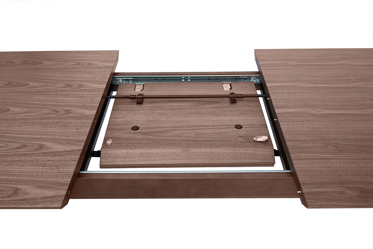 Table extensible rallonges int�gr�es rectangulaire en bois fonc� noyer L160-210 cm ANK