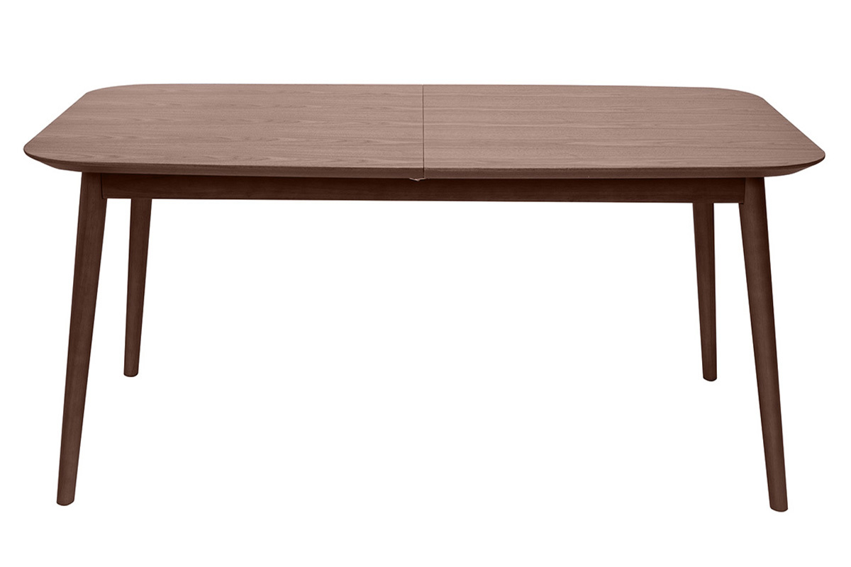 Table extensible rallonges int�gr�es rectangulaire en bois fonc� noyer L160-210 cm ANK