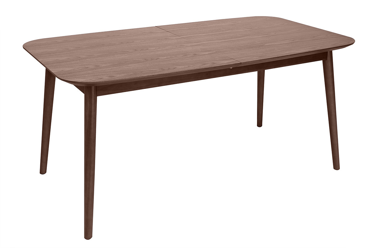 Table extensible rallonges int�gr�es rectangulaire en bois fonc� noyer L160-210 cm ANK