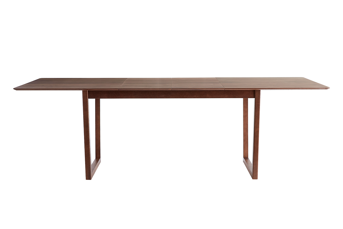 Table extensible rallonges int�gr�es rectangulaire en bois fonc� noyer L160-240 cm LAHO