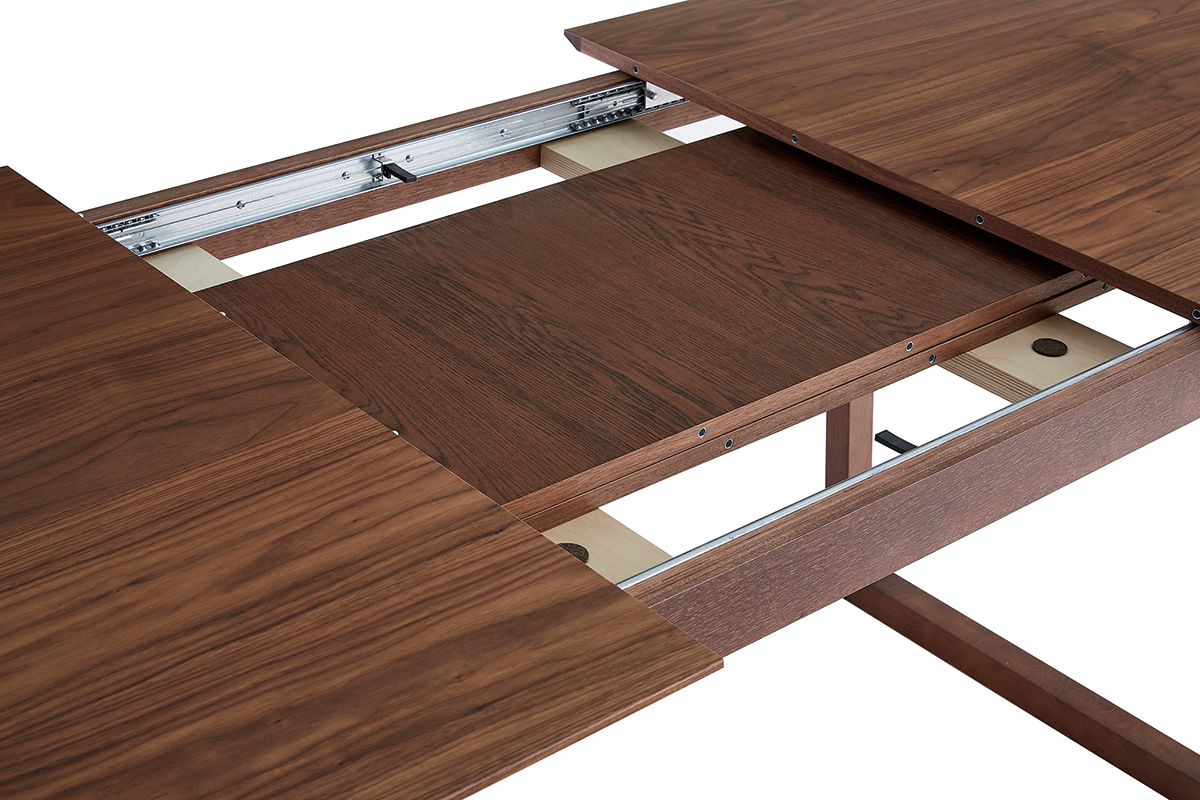 Table extensible rallonges int�gr�es rectangulaire en bois fonc� noyer L160-240 cm LAHO