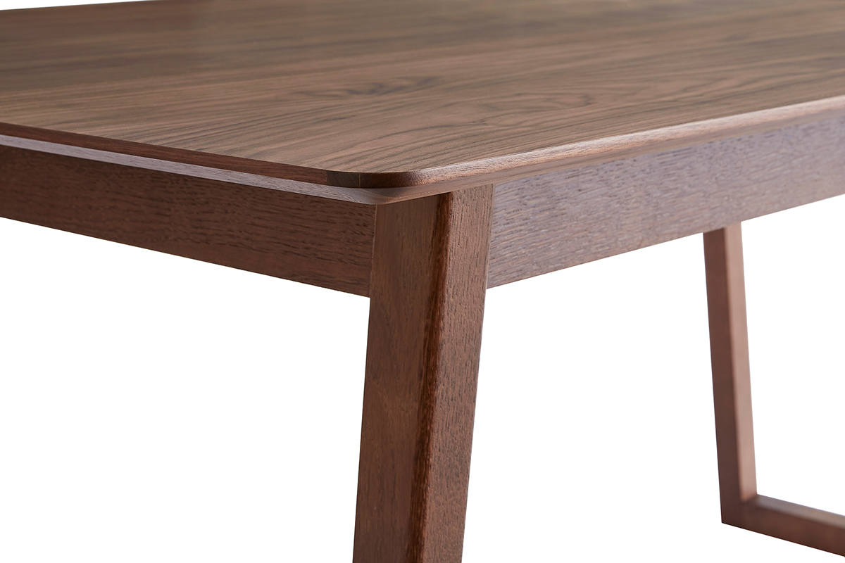 Table extensible rallonges int�gr�es rectangulaire en bois fonc� noyer L160-240 cm LAHO