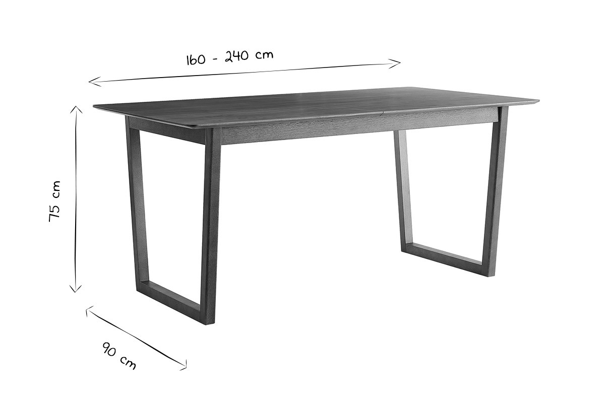 Table extensible rallonges int�gr�es rectangulaire en bois fonc� noyer L160-240 cm LAHO