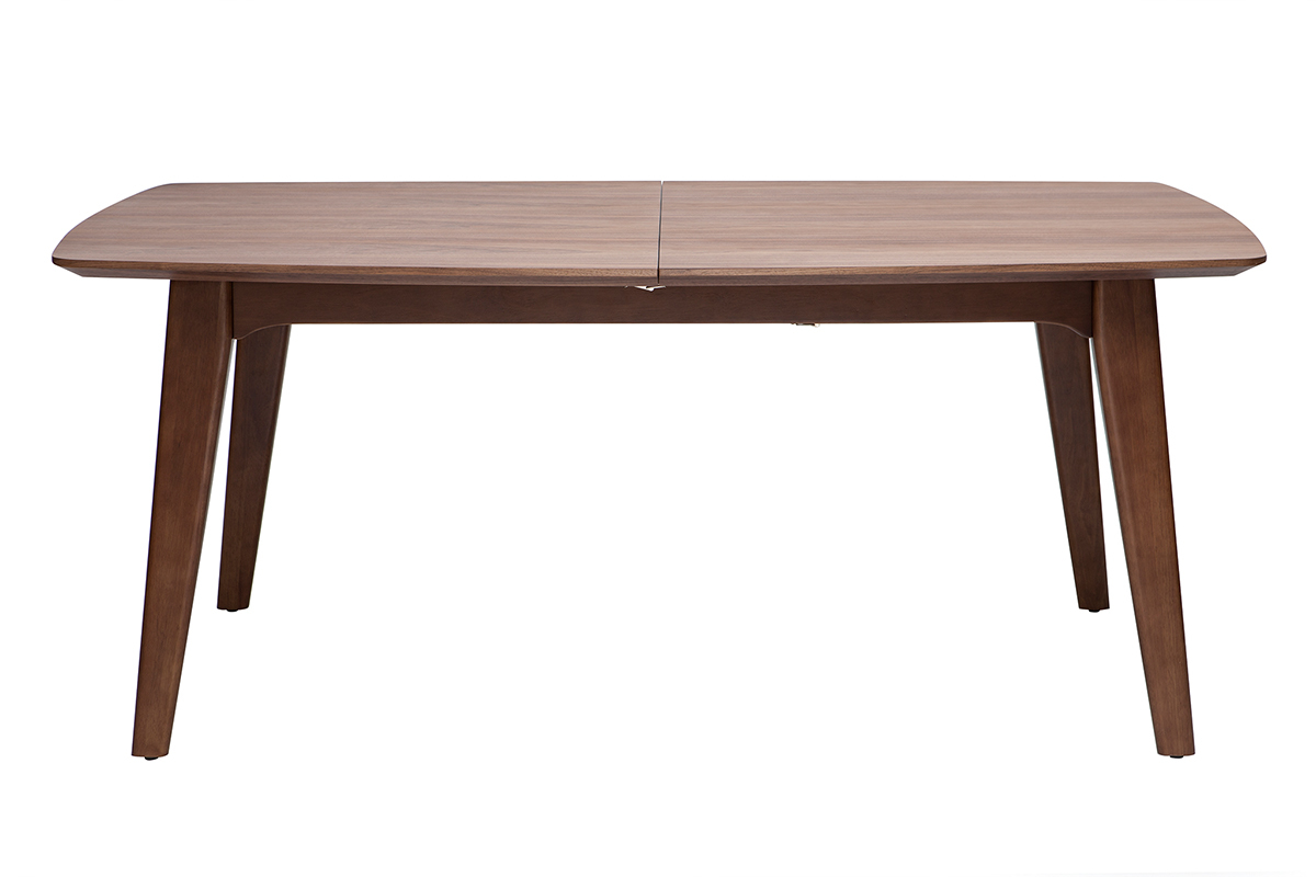 Table extensible rallonges int�gr�es rectangulaire en bois fonc� noyer L180-230 cm FIFTIES