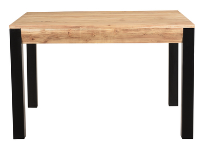 Table extensible rallonges int&eacute;gr&eacute;es rectangulaire en bois massif et m&eacute;tal noir L120-210 cm TRAP