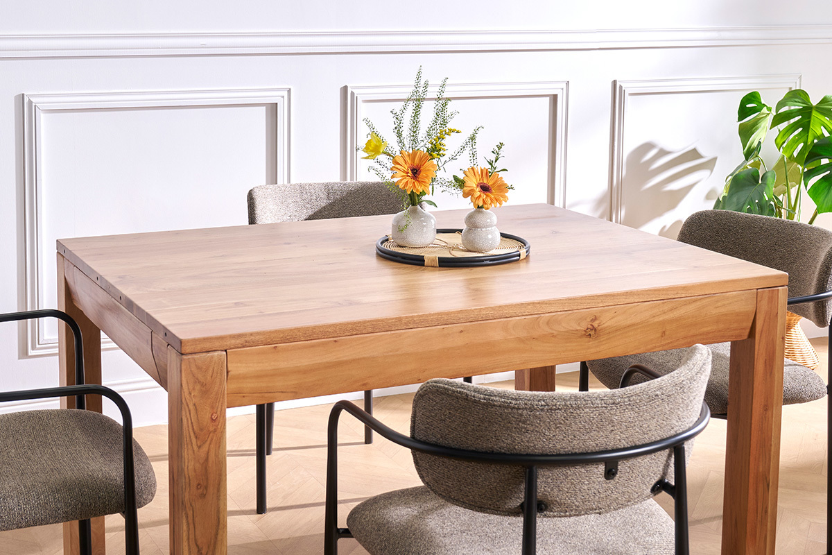 Table extensible rallonges int�gr�es rectangulaire en bois massif L120-210 cm BALTO