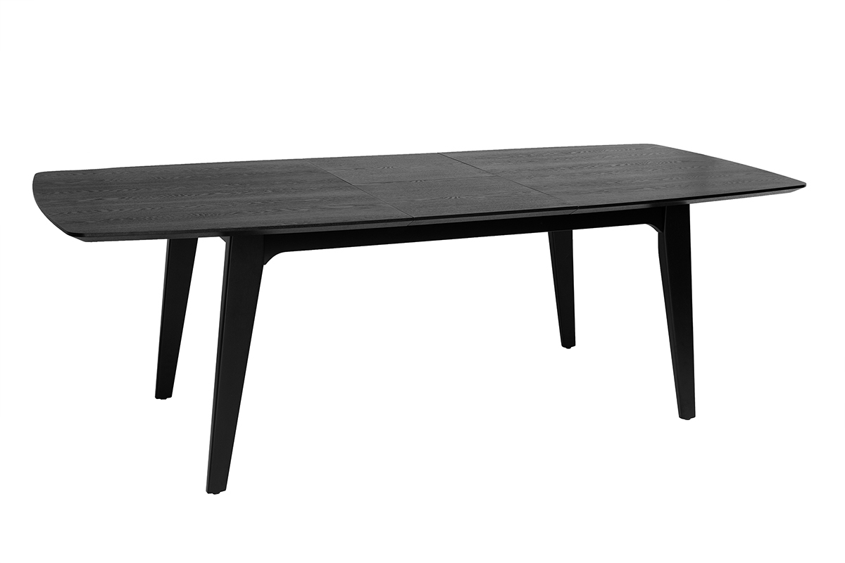 Table extensible rallonges int�gr�es rectangulaire en bois noir fr�ne L180-230 cm FIFTIES