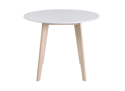 Table scandinave ronde blanc et bois D100 cm LEENA