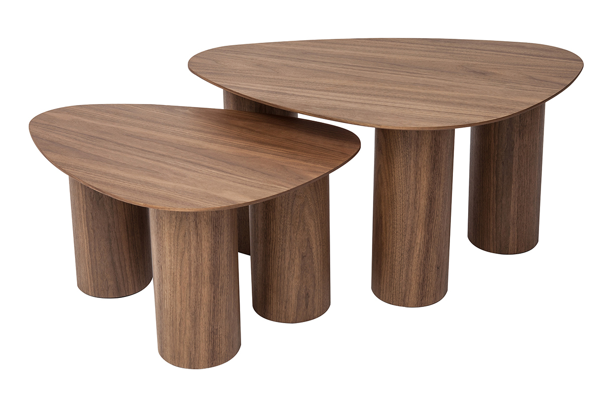 Tables basses gigognes design en bois fonc� (lot de 2) FOLEEN