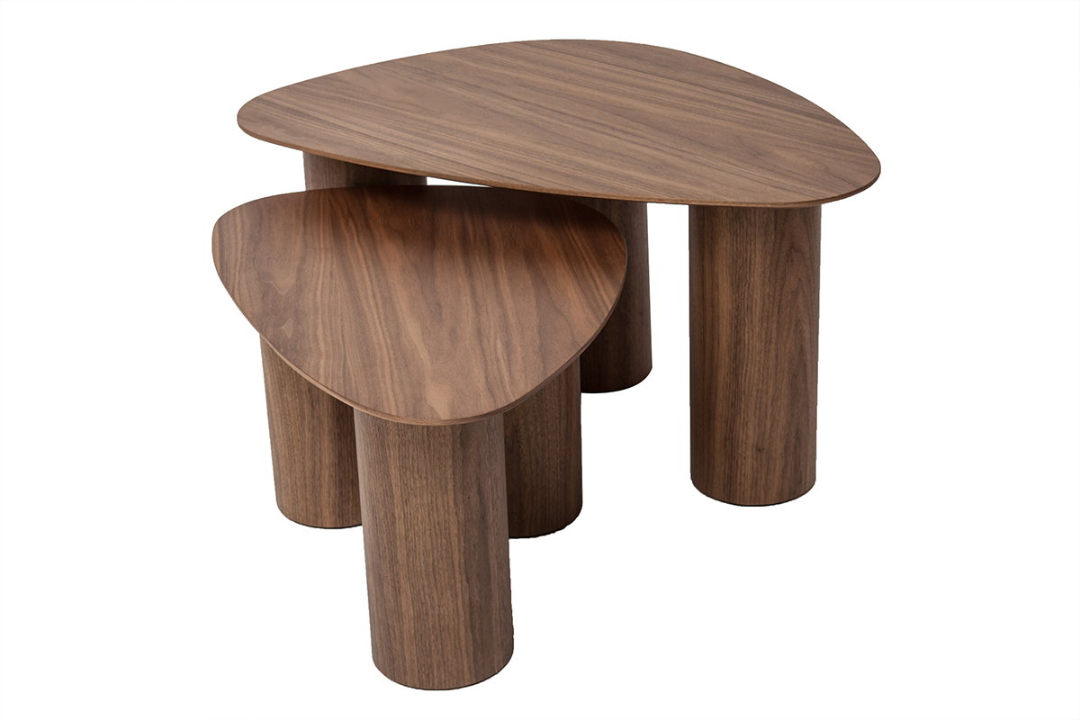 Tables basses gigognes design en bois fonc� (lot de 2) FOLEEN