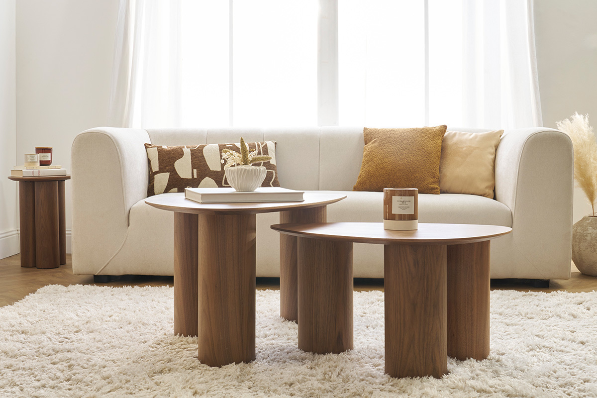 Tables basses gigognes design en bois fonc� (lot de 2) FOLEEN