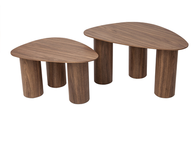 Tables basses gigognes design en bois fonc&eacute; (lot de 2) FOLEEN
