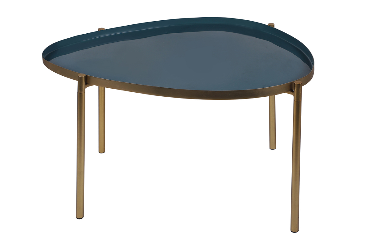 Tables basses gigognes laqu�es moutarde, bleu canard et bleu (lot de 3) ZURIA