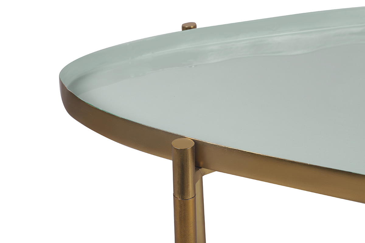 Tables basses gigognes laqu�es vert-cyan et vert (lot de 3) ZURIA