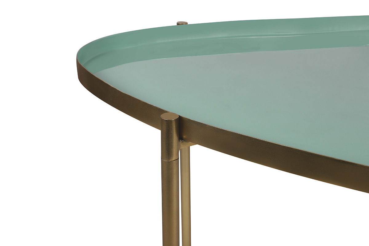 Tables basses gigognes laqu�es vert-cyan et vert (lot de 3) ZURIA