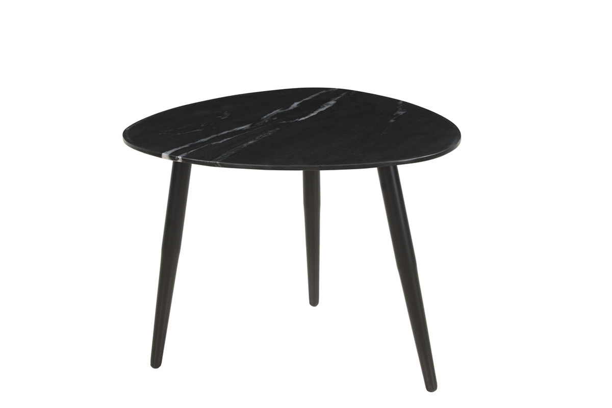 Tables basses gigognes ovales en marbre noir et m�tal (lot de 2) PLATZ
