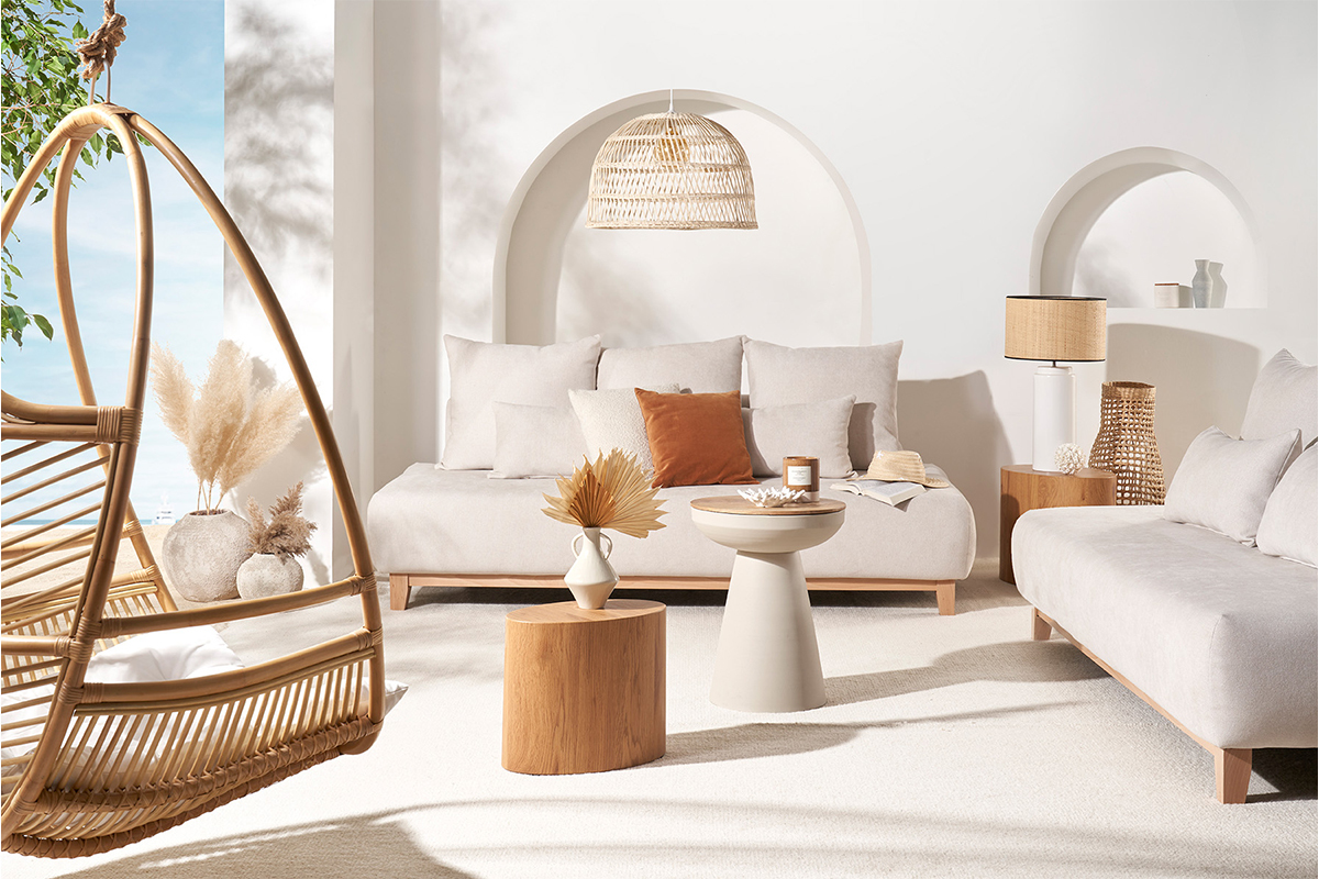 Tables basses gigognes ovales scandinaves bois clair finition ch�ne (lot de 2) WOODY