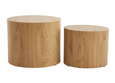Tables basses gigognes ovales scandinaves bois clair finition ch&ecirc;ne (lot de 2) WOODY