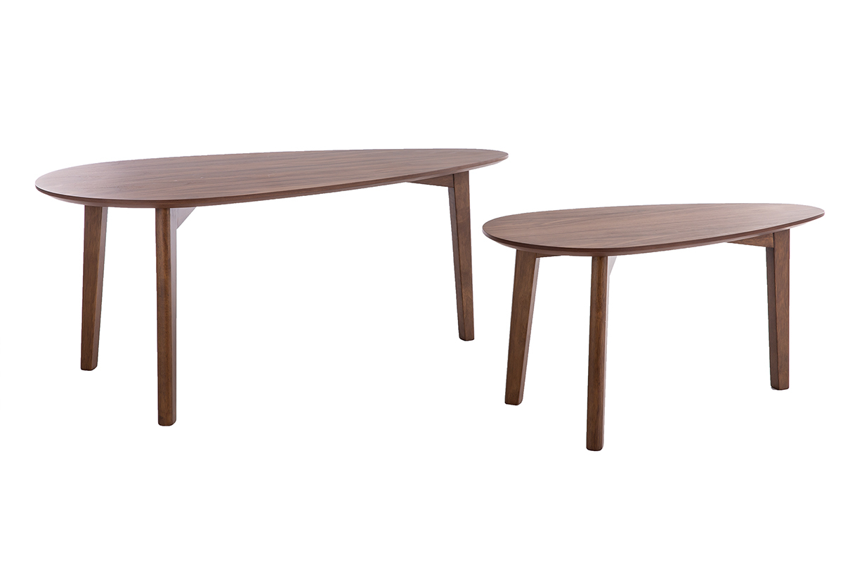 Tables basses gigognes scandinaves bois fonc� noyer (lot de 2) ARTIK