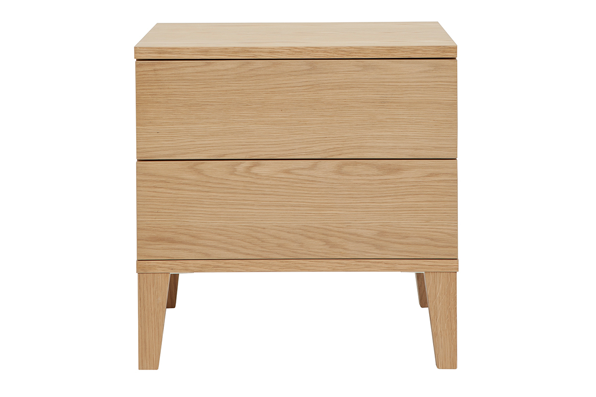 Tables de chevet avec rangements 2 tiroirs scandinave bois clair ch�ne (lot de 2) FREDDY