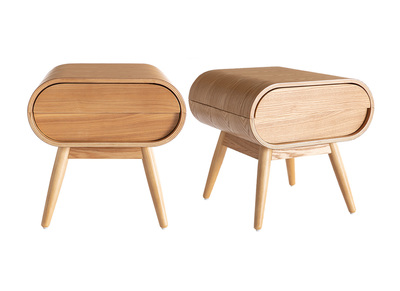 Tables de chevet avec tiroir vintage bois clair (lot de 2) BJORG