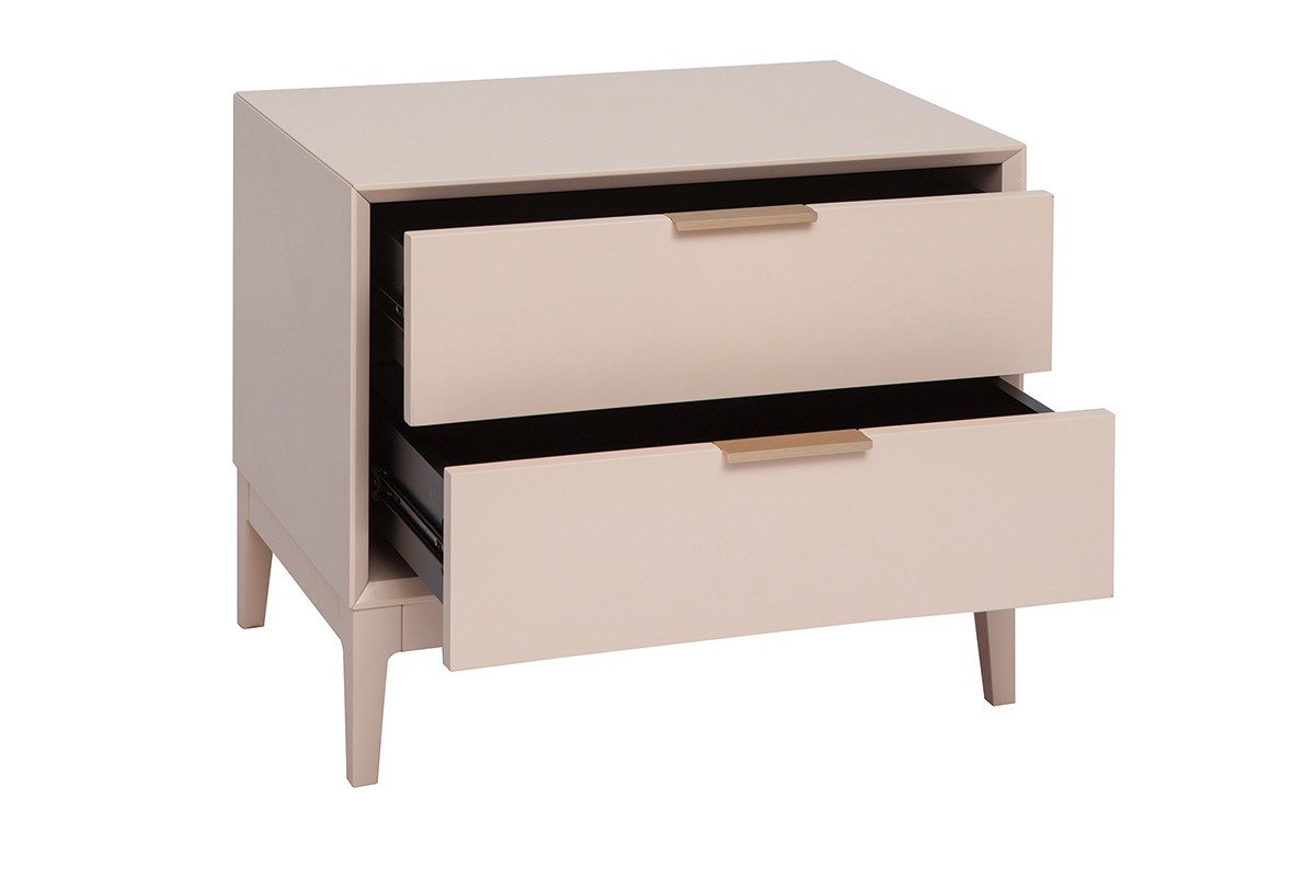 Tables de chevet rose et m�tal dor� avec rangements (lot de 2) GIANA