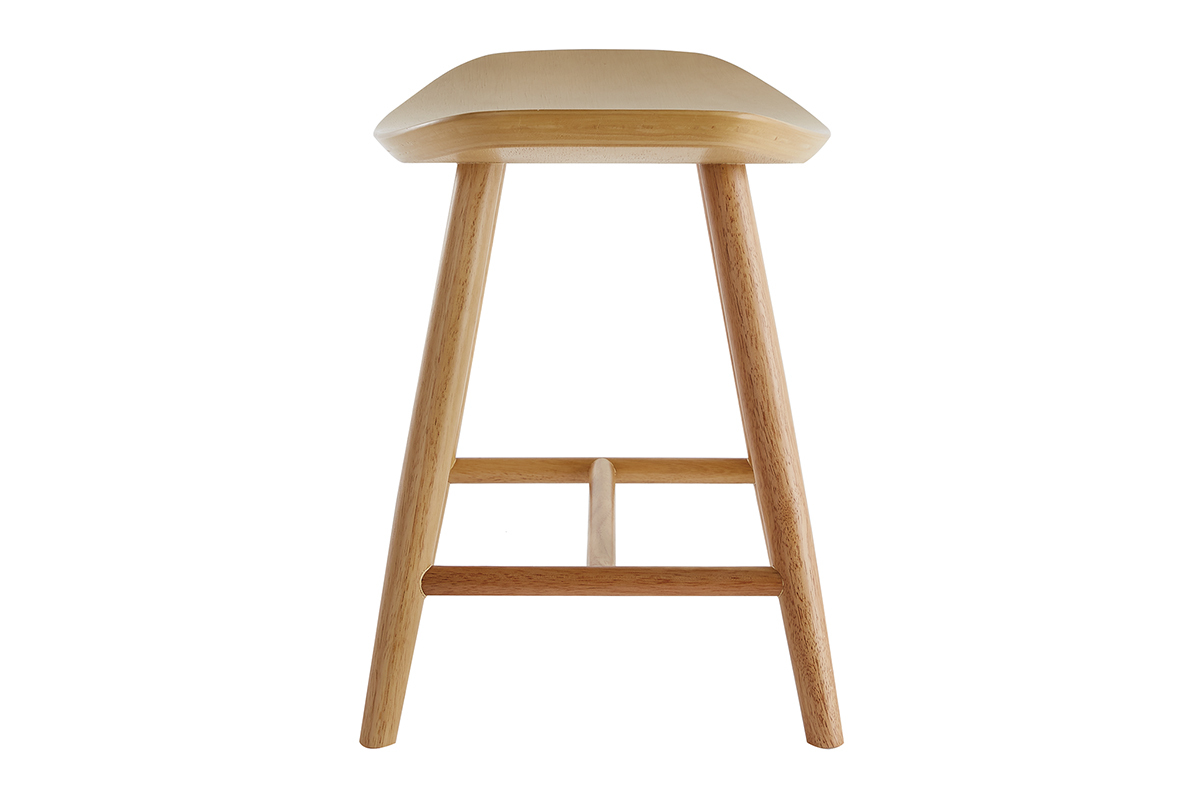 Tabouret bas en bois clair DEMORY, vue de profil.