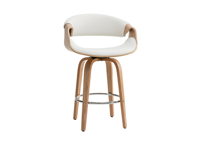 Tabouret de bar design blanc et bois clair 68 cm ARAMIS
