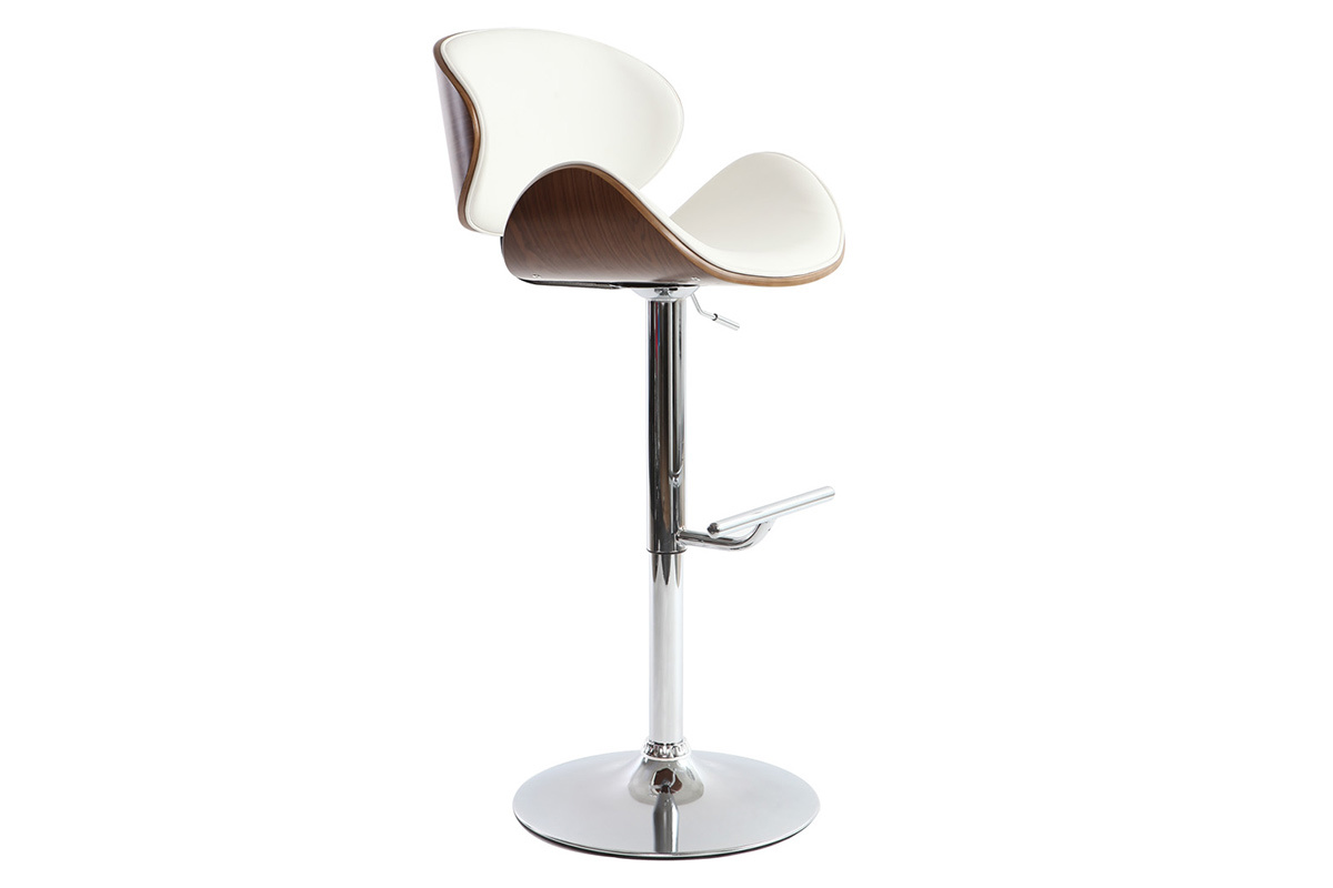 Tabouret de bar design blanc et bois fonc� WALNUT