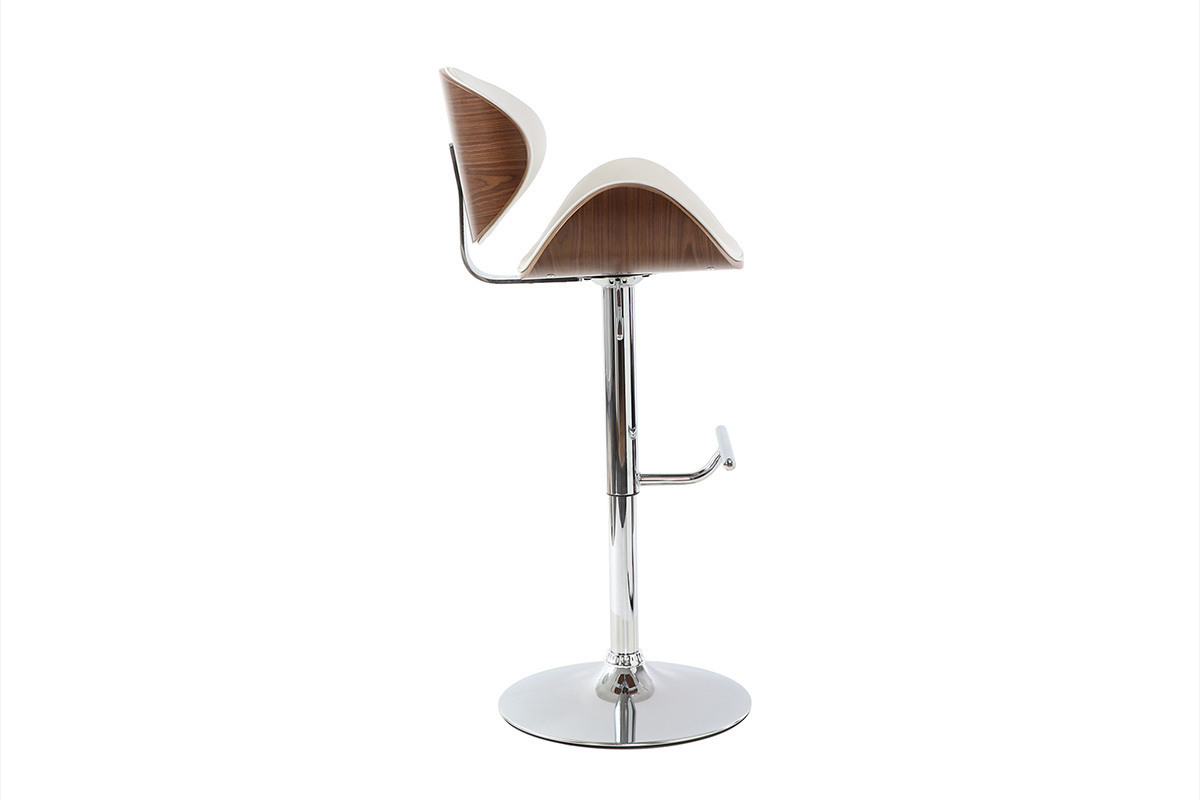 Tabouret de bar design blanc et bois fonc� WALNUT