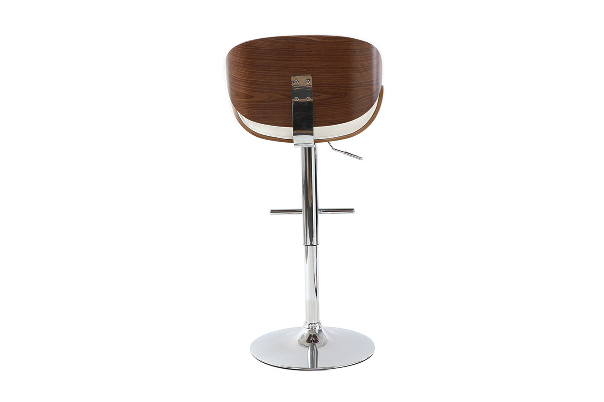 Tabouret de bar design blanc et bois fonc� WALNUT
