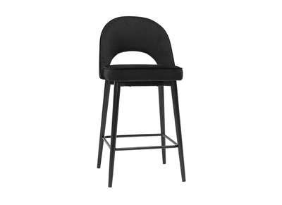 Tabouret de bar design en velours noir et m&eacute;tal H69 cm BELLEROSE