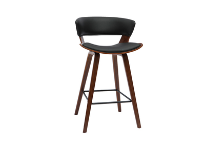 Tabouret de bar design noir et bois fonc&eacute; H65 cm SYRAH