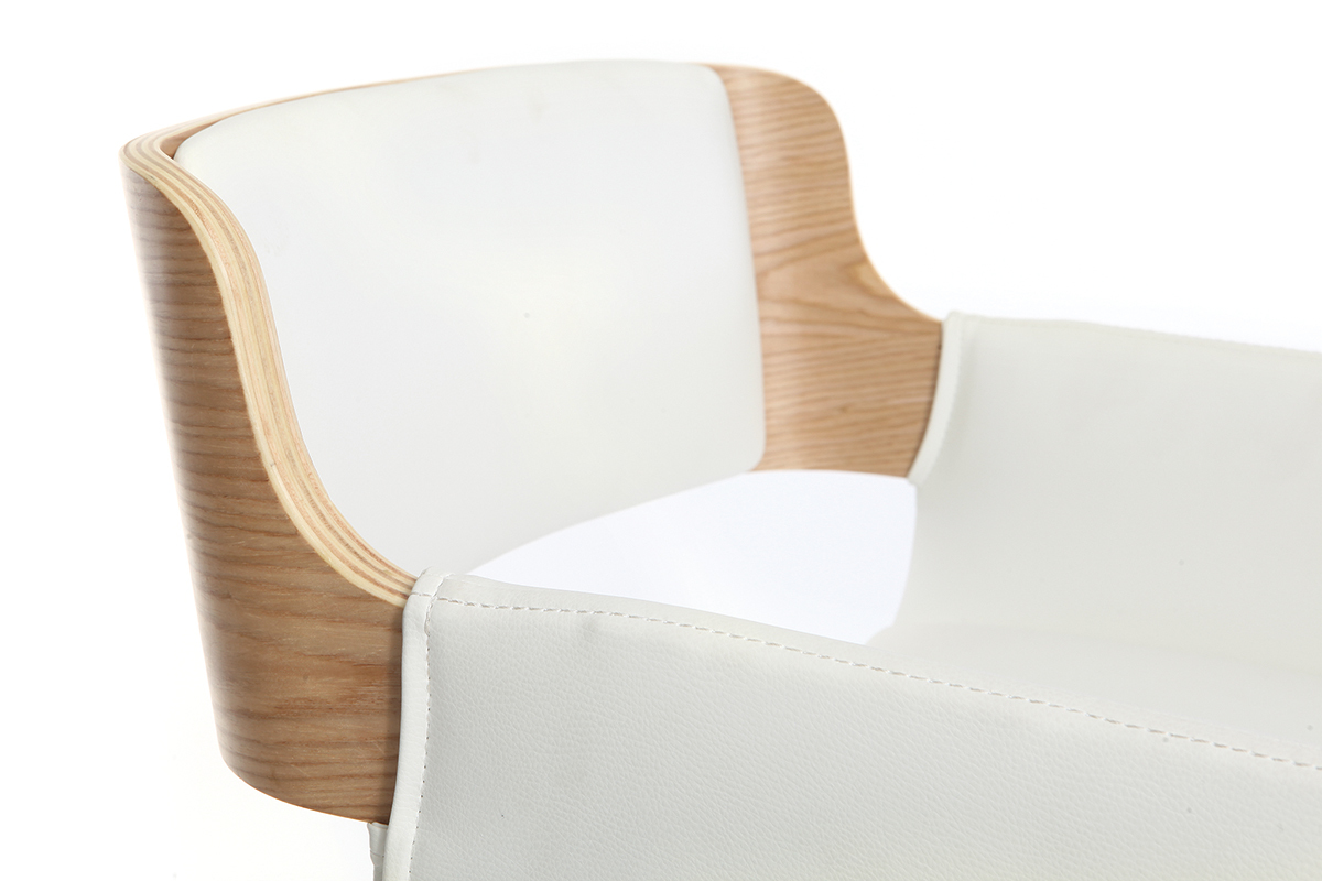 Tabouret de bar design polyur�thane blanc et bois clair RAY