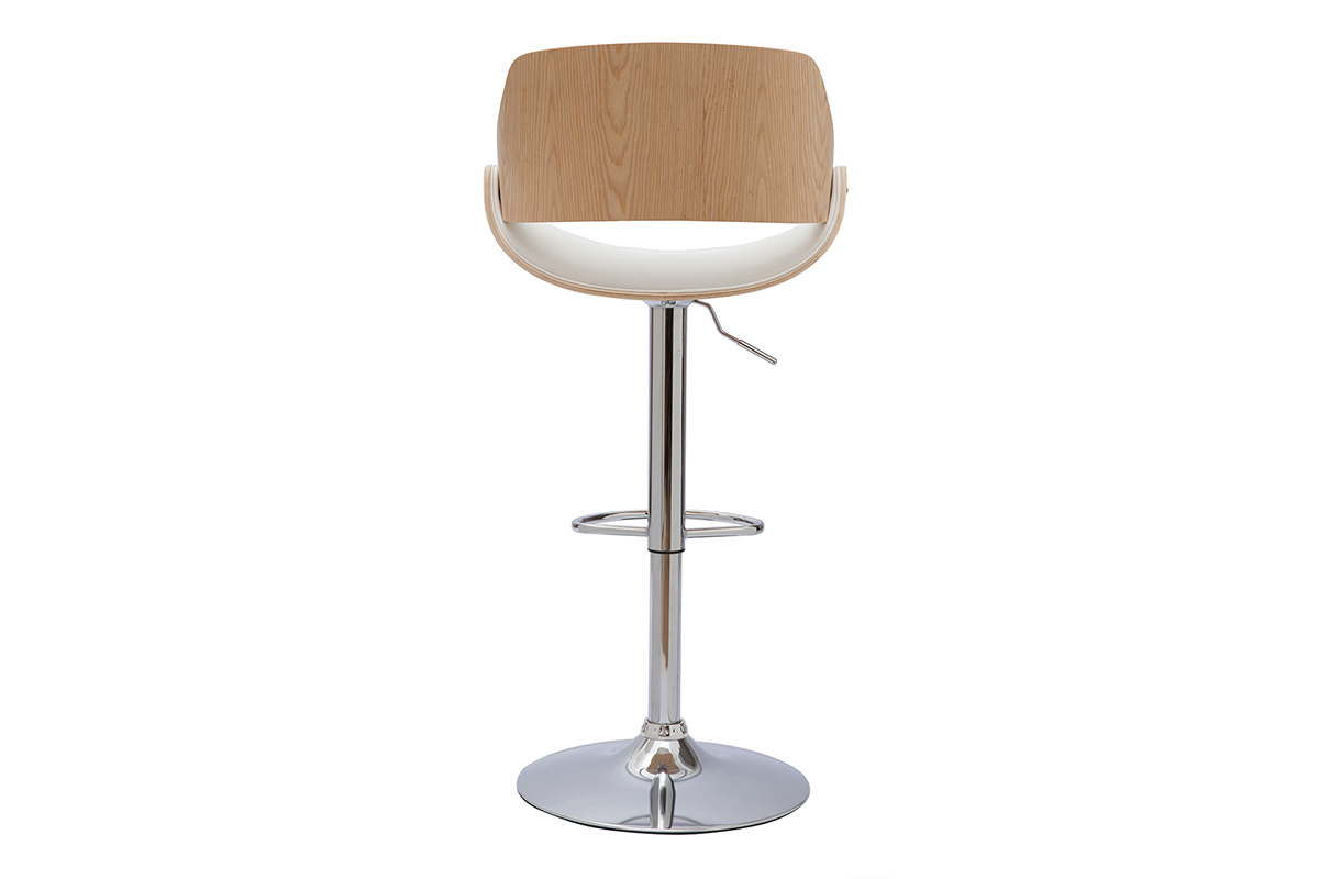 Tabouret de bar CLASH en bois clair et blanc, vue arri�re.