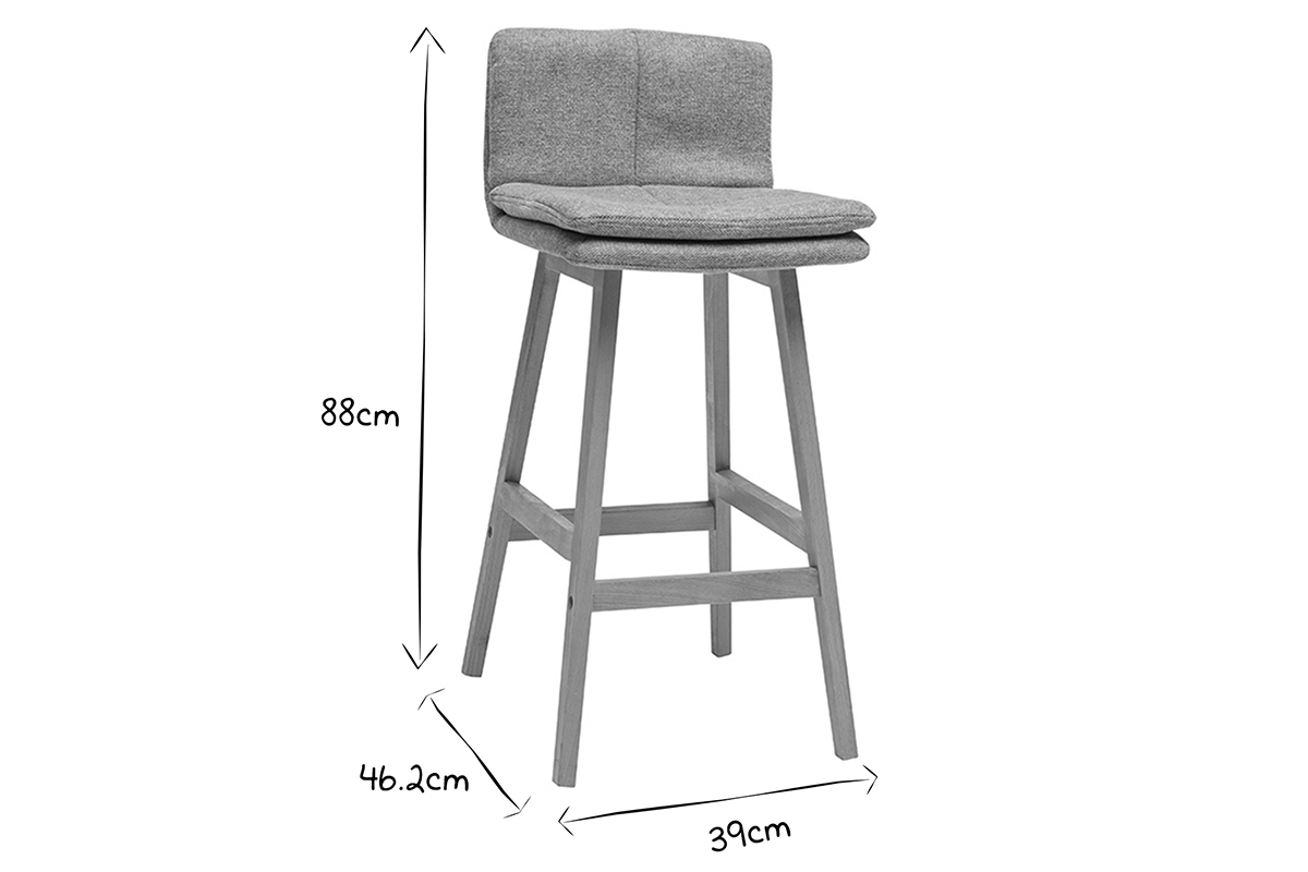 Tabouret de bar en tissu effet velours textur� terracotta et bois (lot de 2) JOAN