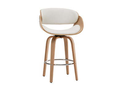 Tabouret de bar pivotant blanc et bois clair H69 cm BENT