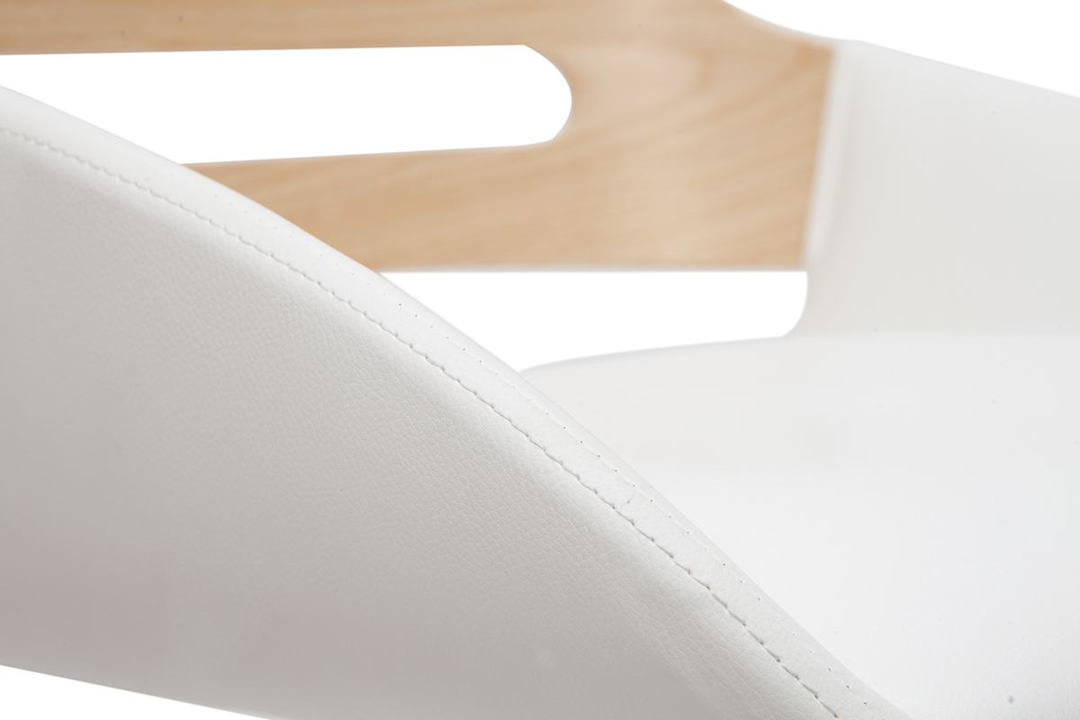 Tabouret de bar relevable design blanc et ch�ne PERNIK
