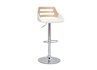 Tabouret de bar relevable design blanc et ch&ecirc;ne PERNIK