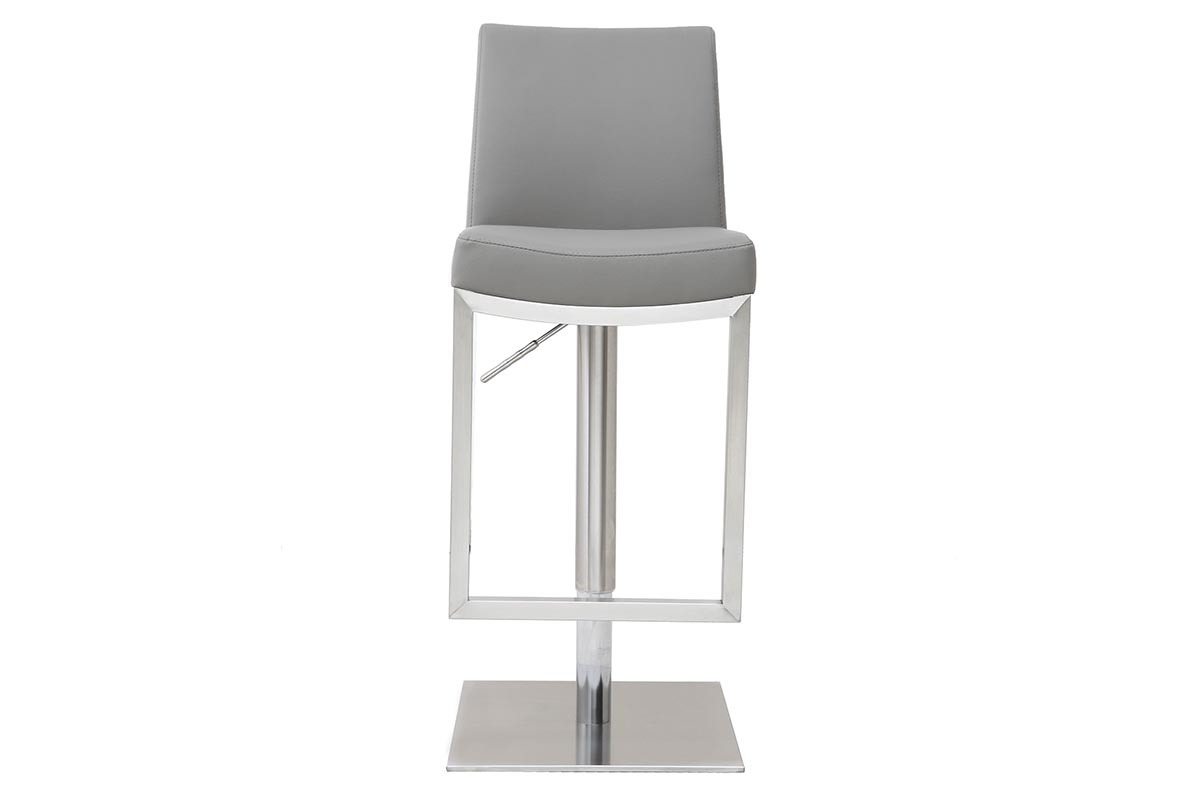Tabouret de bar relevable gris et acier chrom� KYLE